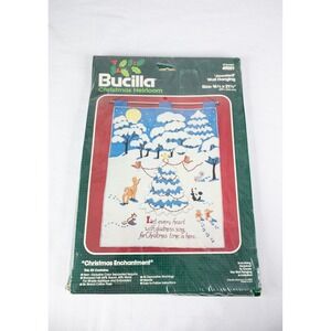 Bucilla Christmas Enchantment Wall‎ Hanging Kit New Vintage 49001 Jeweled